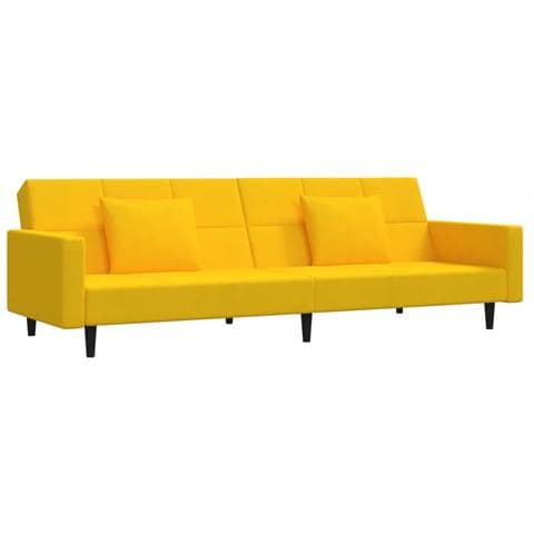 Divano Letto a 2 Posti con 2 Cuscini Giallo in Velluto - Foto 1