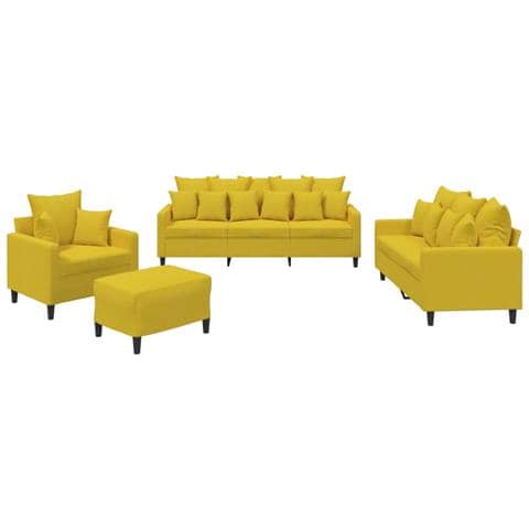 Set di Divani 4 pz con Cuscini giallo in Velluto - Foto 1