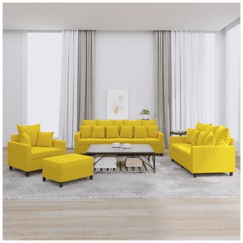 Set di Divani 4 pz con Cuscini giallo in Velluto - Foto 2