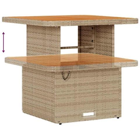 Set di Divani da Giardino  9 Pezzi con Cuscini Beige Rattan Acacia, Set di Mobili da Giardino  3 Pezzi con Cuscini Beige Rattan Acacia - Foto 9