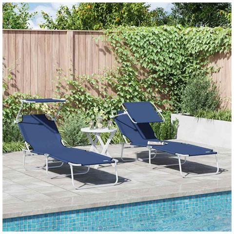 Lettini Prendisole 2 pcs con Tettuccio Blu Tessuto Oxford 600D - Foto 2