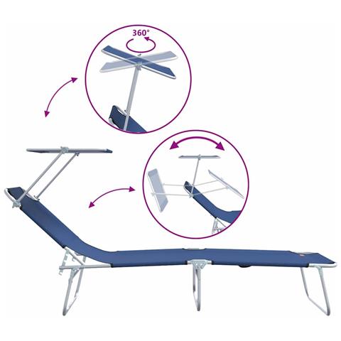 Lettini Prendisole 2 pcs con Tettuccio Blu Tessuto Oxford 600D - Foto 9