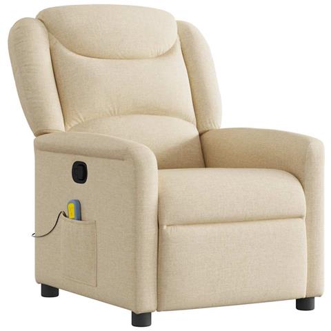 Poltrona Massaggiante Reclinabile Crema in Tessuto - Foto 1