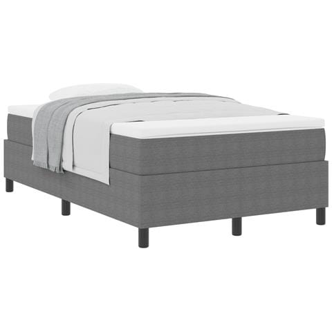 Letto Box Spring con Materasso Grigio Chiaro Matrimoniale in Tessuto a Corduroy - Foto 1