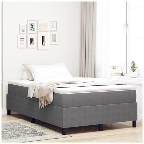 Letto Box Spring con Materasso Grigio Chiaro Matrimoniale in Tessuto a Corduroy - Foto 2