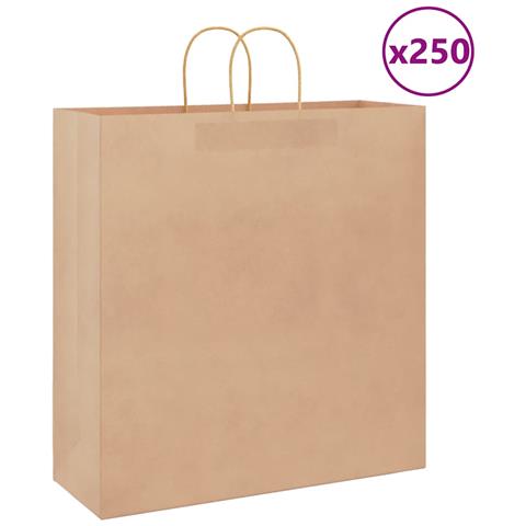 Sacchetti di Carta 250 pz con Manici Marrone 45x17x48 cm - Foto 1