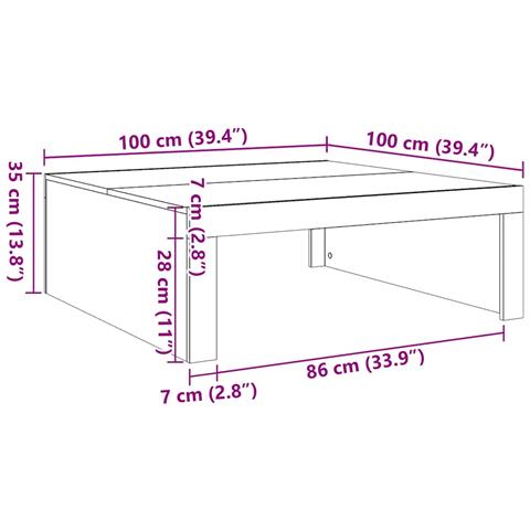 Tavolino Salotto Rovere Artigianale 100x100x35 cm in Truciolato - Foto 9