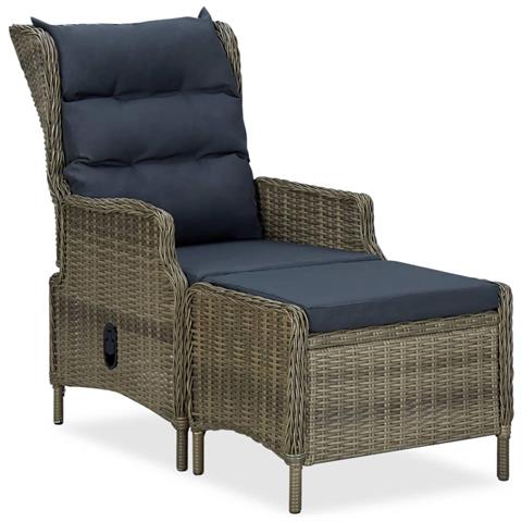 Lusso Casadino -  Sedia Da Giardino Reclinabile Con Pouf Polyrattan Marrone - Foto 2