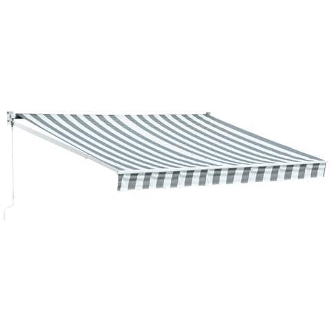 Tenda Saule 3,5 × 3m - Tessuto A Righe Bianco /grigio E Struttura Bianca - Foto 1