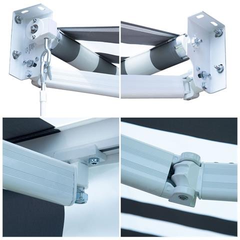 Tenda Saule 3,5 × 3m - Tessuto A Righe Bianco /grigio E Struttura Bianca - Foto 5