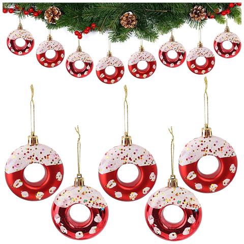 Set Di 4 Decorazioni Natalizie A Forma Di Ciambella Per Albero Di Natale Red - Foto 2