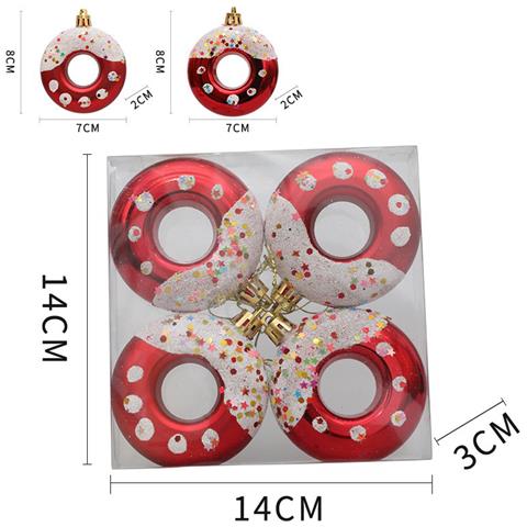 Set Di 4 Decorazioni Natalizie A Forma Di Ciambella Per Albero Di Natale Red - Foto 3