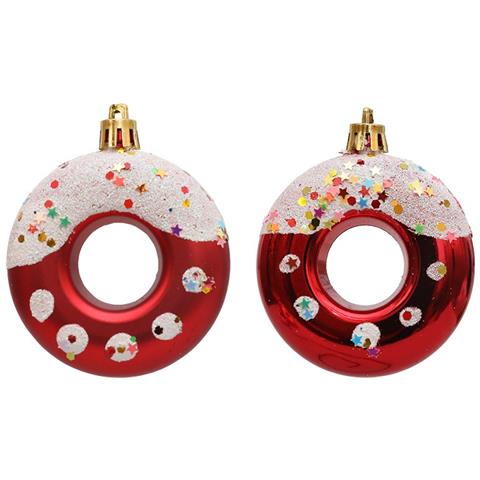 Set Di 4 Decorazioni Natalizie A Forma Di Ciambella Per Albero Di Natale Red - Foto 1