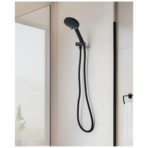 Kit Doccia Con Soffione E Flessibile Uchiza 5 Funzioni Nero - Foto 1
