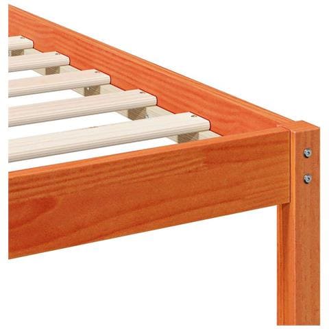 Rete letto con comodini Cera marrone Legno di pino massello - Foto 9