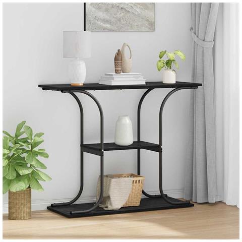 Tavolo consolle con lo scaffale Rovere nero 101 x 35 x 80.5 cm - Foto 2
