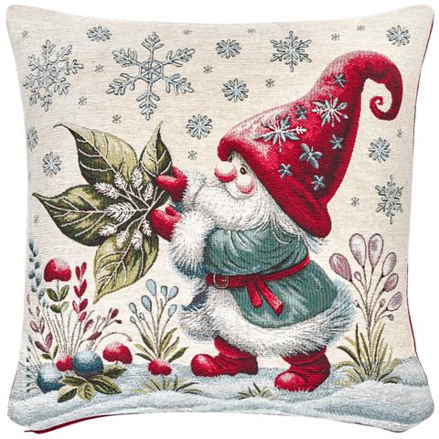 Federa Cuscino Arredo Casa Fodera Tessuto Cinigliato Fantasie Natalizie Made Italy 40x60 Elfo Foglia - Foto 1