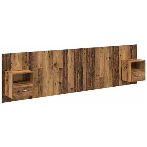 Testata con Comodino 3 pcs Legno vecchio Legno multistrato - Foto 1