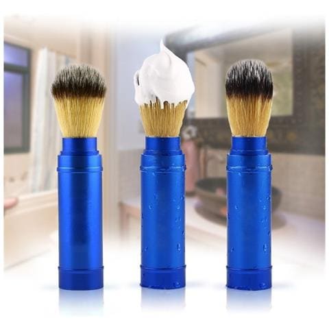 Pennello Da Barba Portatile In Metallo Con Setole Sintetiche, Struttura In Lega Di Alluminio E Design Traspirante A Cinque Fori Blue - Foto 4