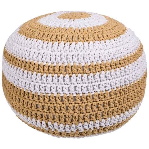 Puf In Cotone Intrecciato Marrone 45x45x30h - Foto 1