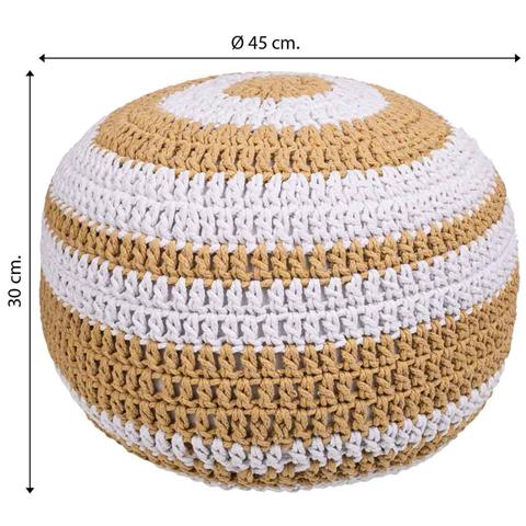 Puf In Cotone Intrecciato Marrone 45x45x30h - Foto 5