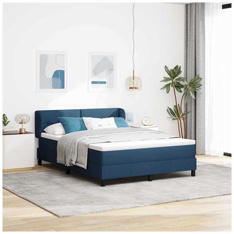 Letto a molle con materasso Blu 160 x 200 cm Tessuto - Foto 2