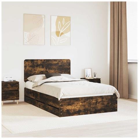 Struttura del letto con cassetto Rovere fumé 135 x 190 cm - Foto 2