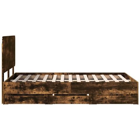 Struttura del letto con cassetto Rovere fumé 135 x 190 cm - Foto 9