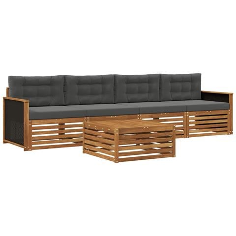 Set di divani da esterno con cuscino 5 pcs Naturale e Antracite - Foto 1