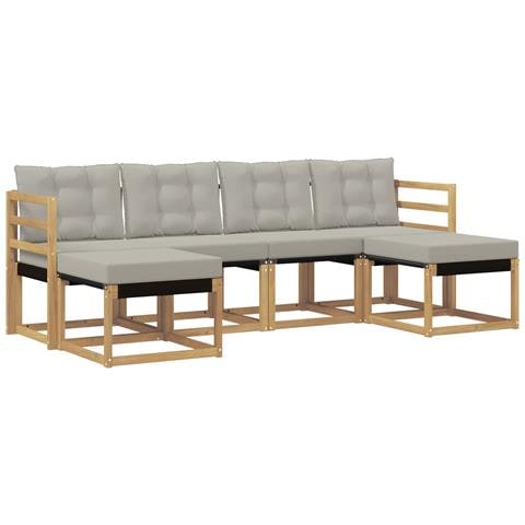 Set di divani da esterno 6 pcs Bianco e Grigio Chiaro - Foto 1