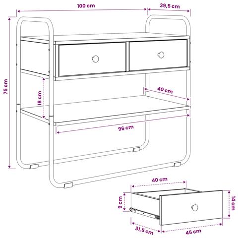 Tavolo consolle Legno antico 100 x 40 x 75 cm - Foto 9