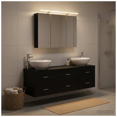 Set di mobili per il bagno 4 pcs Rovere Nero - Foto 2
