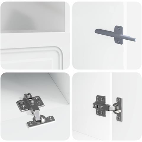 Mobile TV LED a 5 pezzi Bianco Lucido Legno ingegnerizzato - Foto 2