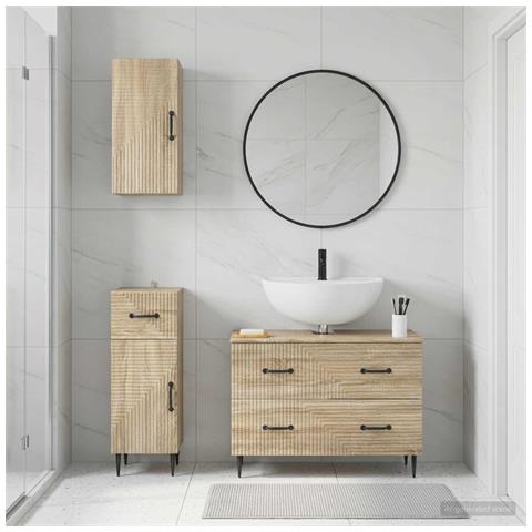 Set di armadietti da bagno in 3 pezzi HAARLEM Rovere Sonoma - Foto 2