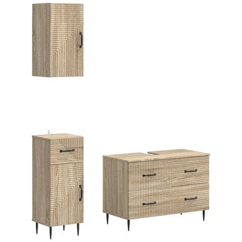 Set di armadietti da bagno in 3 pezzi HAARLEM Rovere Sonoma - Foto 1