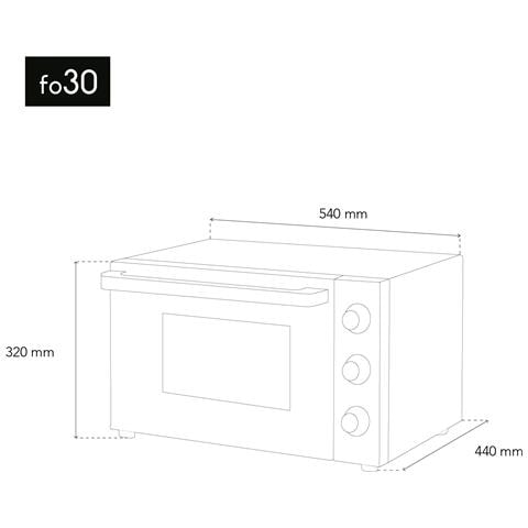 Mini Forno 30L Elettrico FO30 Compatto, 6 Modalità DI COTTURA,fino a 230°, Timer 60 Min, Porta Doppio vetro, Teglia Antiaderente, 1500 W - Foto 2