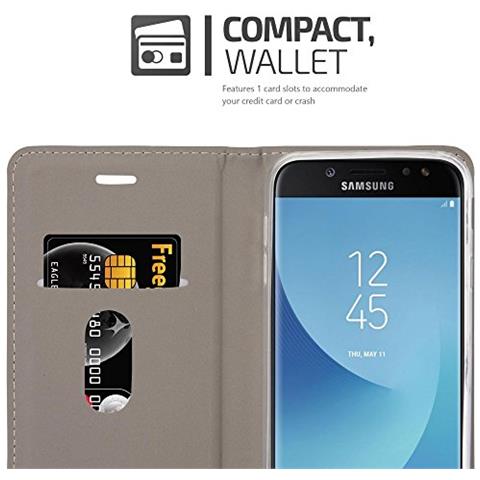 Custodia Compatibile Con Samsung Galaxy J5 2017 In Grigio Nero - Coperchio Protettiva Con Chiusura Magnetica, Funzione Stand E Tasca Per Le Carte - Foto 2