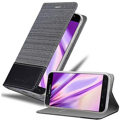 Custodia Compatibile Con Samsung Galaxy J5 2017 In Grigio Nero - Coperchio Protettiva Con Chiusura Magnetica, Funzione Stand E Tasca Per Le Carte - Foto 1