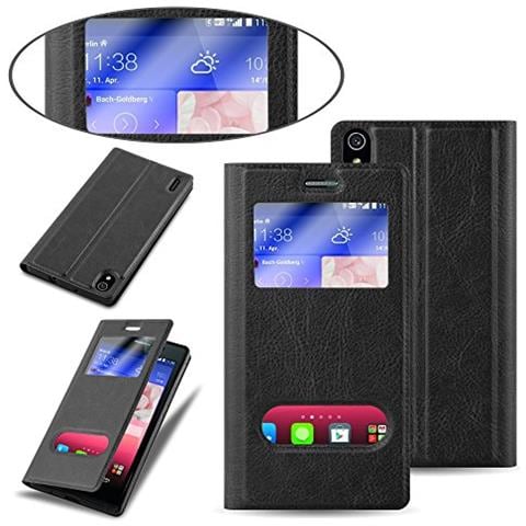 Custodia Compatibile Con Huawei P7 In Nero Cometa - Coperchio Protettivo Con Chiusura Magnetica, Funzione Stand E 2 Finestre Di Visualizzazione - Foto 2