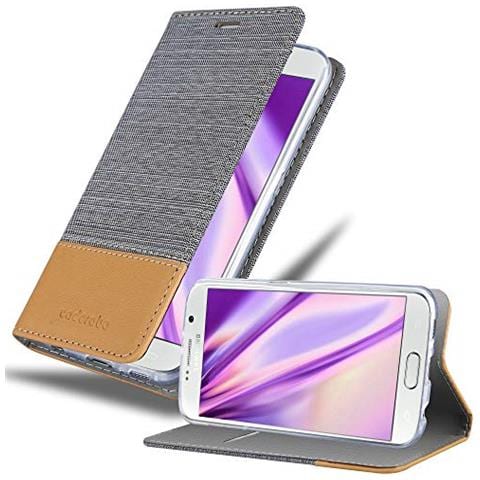 Custodia Compatibile Con Samsung Galaxy S6 In Grigio Chiaro Marrone - Coperchio Protettiva Con Chiusura Magnetica, Funzione Stand E Tasca Per Le Carte - Foto 1
