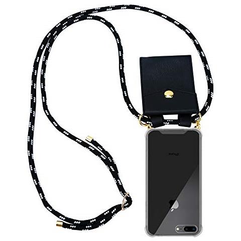 Catena Di Telefoni Cellulari Compatibile Con Apple Iphone 8 Plus / 7 Plus / 7s Plus In Nero Argento - Coperchio Protettivo In Silicone Con Anelli D'oro, Cinturino In Corda E Custodia Staccabile - Foto 1