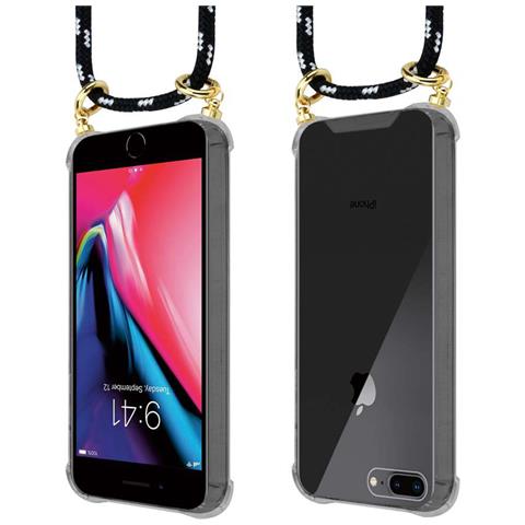 Catena Di Telefoni Cellulari Compatibile Con Apple Iphone 8 Plus / 7 Plus / 7s Plus In Nero Argento - Coperchio Protettivo In Silicone Con Anelli D'oro, Cinturino In Corda E Custodia Staccabile - Foto 10