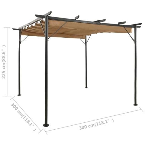 Pergola con Tetto Retrattile Talpa 3x3m in Acciaio 180 g / m² - Foto 2