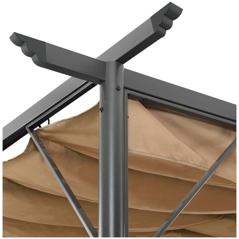 Pergola con Tetto Retrattile Talpa 3x3m in Acciaio 180 g / m² - Foto 6