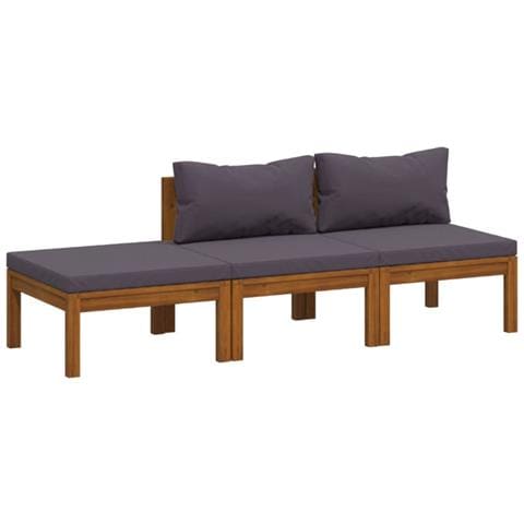 Set Divani Da Giardino 3 Pz Con Cuscini In Massello Di Acacia - Foto 1