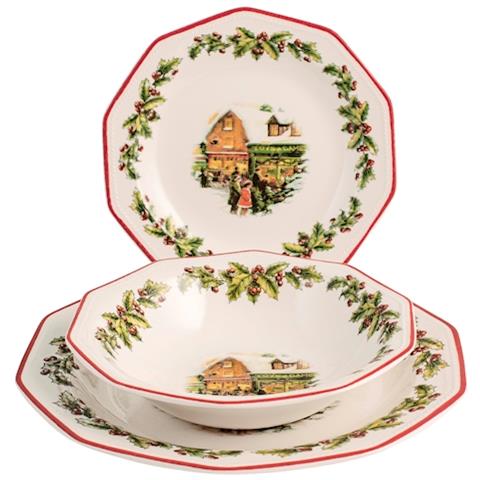 H&h servizio tavola natalizio 18 pezzi white forest kopen? Vergelijk bij