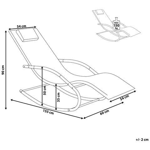 Lettino Da Giardino Grigio Chiaro Argento E Nero Carano Ii - Foto 2