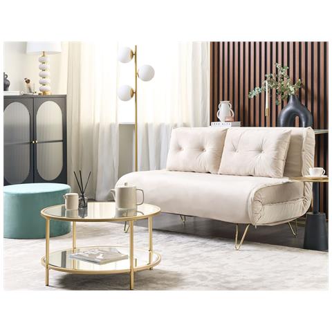 Divano Letto 2 Posti Vestfold Velluto Beige - Foto 1
