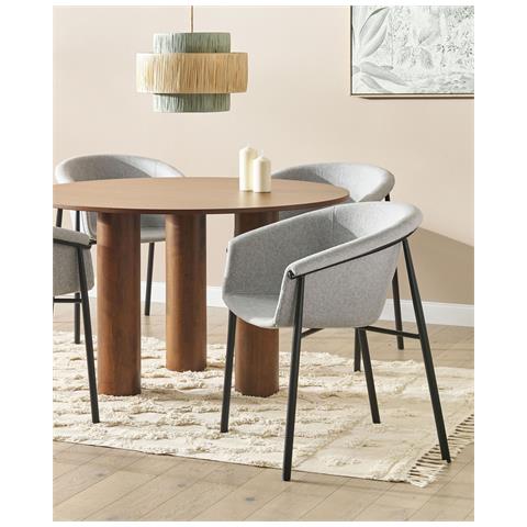 Set Di 2 Sedie Da Pranzo Tessuto Grigio Ames - Foto 1