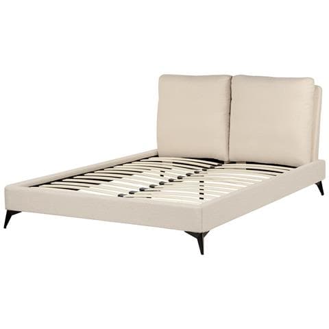 Letto Bouclé Melle 140 X 200 Cm Beige - Foto 2